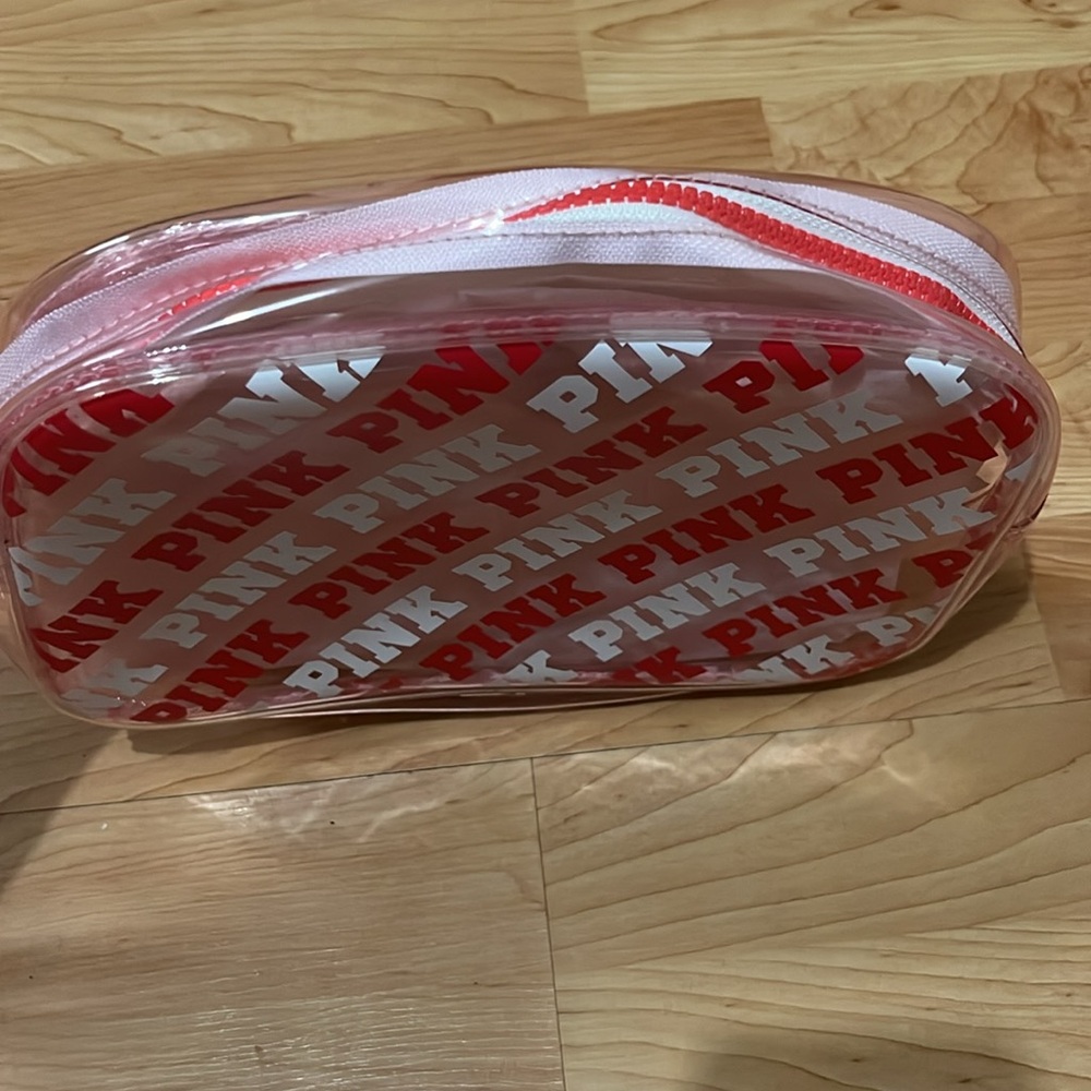 ‼️NWT‼️Victorias Secret PINK Pink Logo Clear Cosmetic Bag - Picture 5 of 6